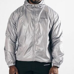 Alphalete Men's Gray Infinity Explorer Windbreaker Jacket in size Large